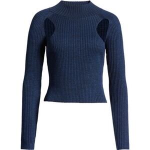 Open Edit Blue Sparkle Cutout L/Sleeve Sweater, medium, $30, B60
